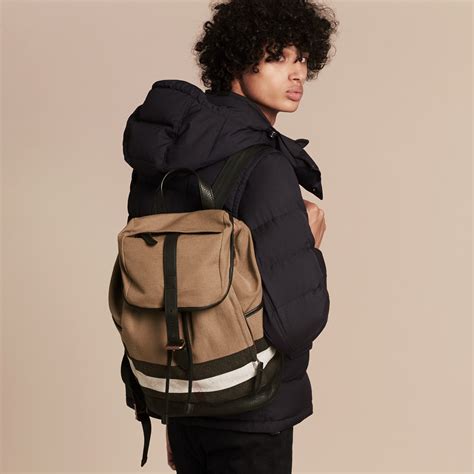 burberry canvas check backpack camel|Burberry .